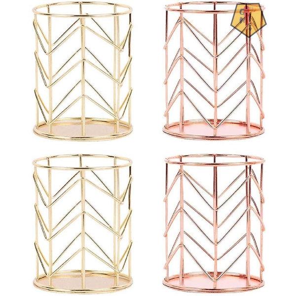 GN109 4PCS Metal Pencil Cup Holder Wire Mesh Pen Pot Makeup Brush Pen Holder Plating Storage Box